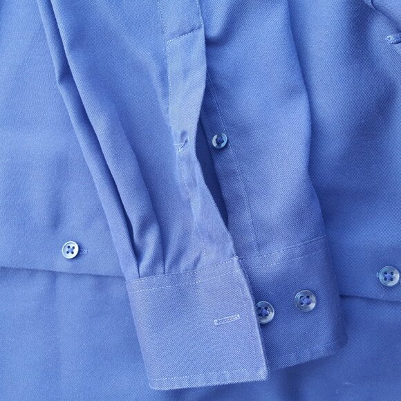 Michael Kors SZ16 Slim Fit Men's Wrinkle Free Cotton Marine Blue Button Up Shirt - Picture 4 of 15